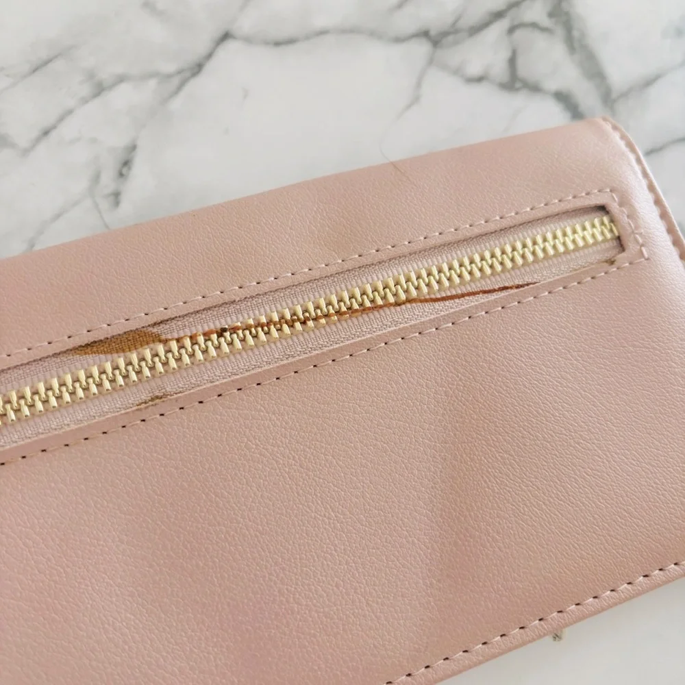 Aimee Kestenberg Marietta‎ Blush Pink Leather Bi-Fold Flat Long Wallet